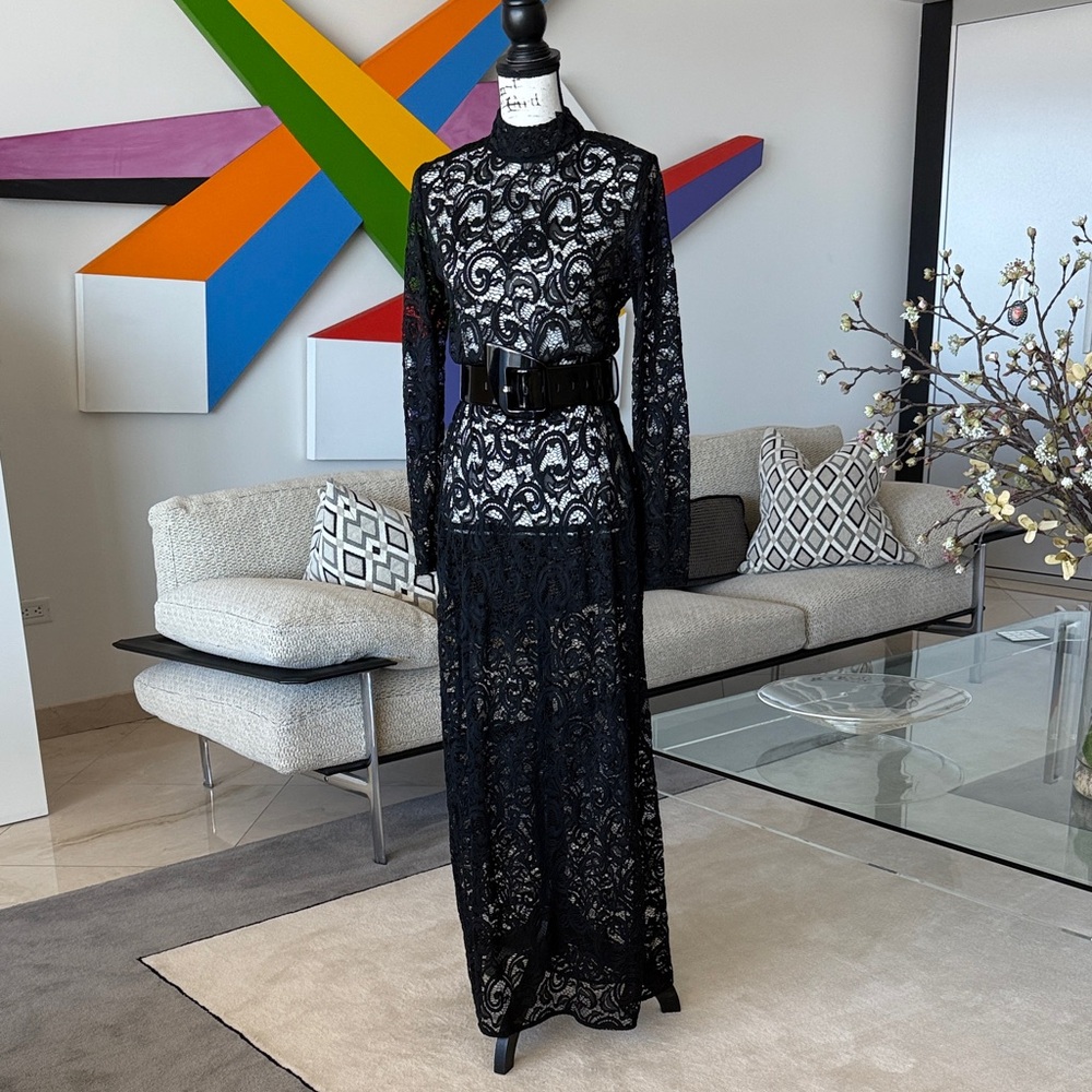 Anne Fontaine Black Lace Maxi Dress - Picture 7 of 9